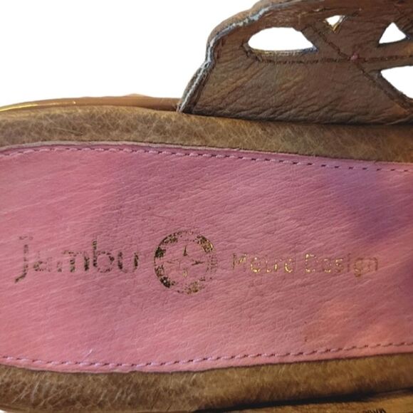 Jambu Luxe Metro Style Tan Leather Cutout Braided High Heel Sandals Size 8 1/2 - Picture 8 of 9